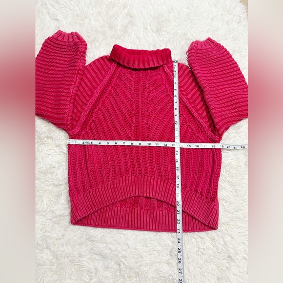 FREE PEOPLE CANDY BLOSSOM CABLEKNIT MOC NECK SZ SMALL NEW - Picture 8 of 9